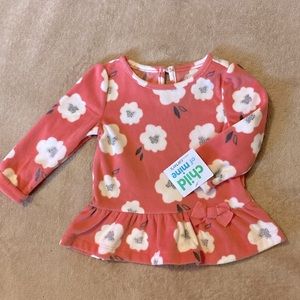 6-9 months long sleeve flower top